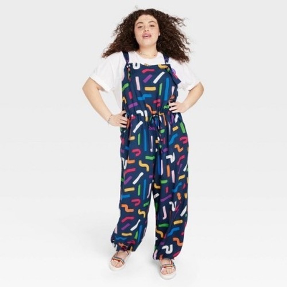 Target Take Pride Jumpsuit Women M Navy Multi Color Abstract Print Overall Style